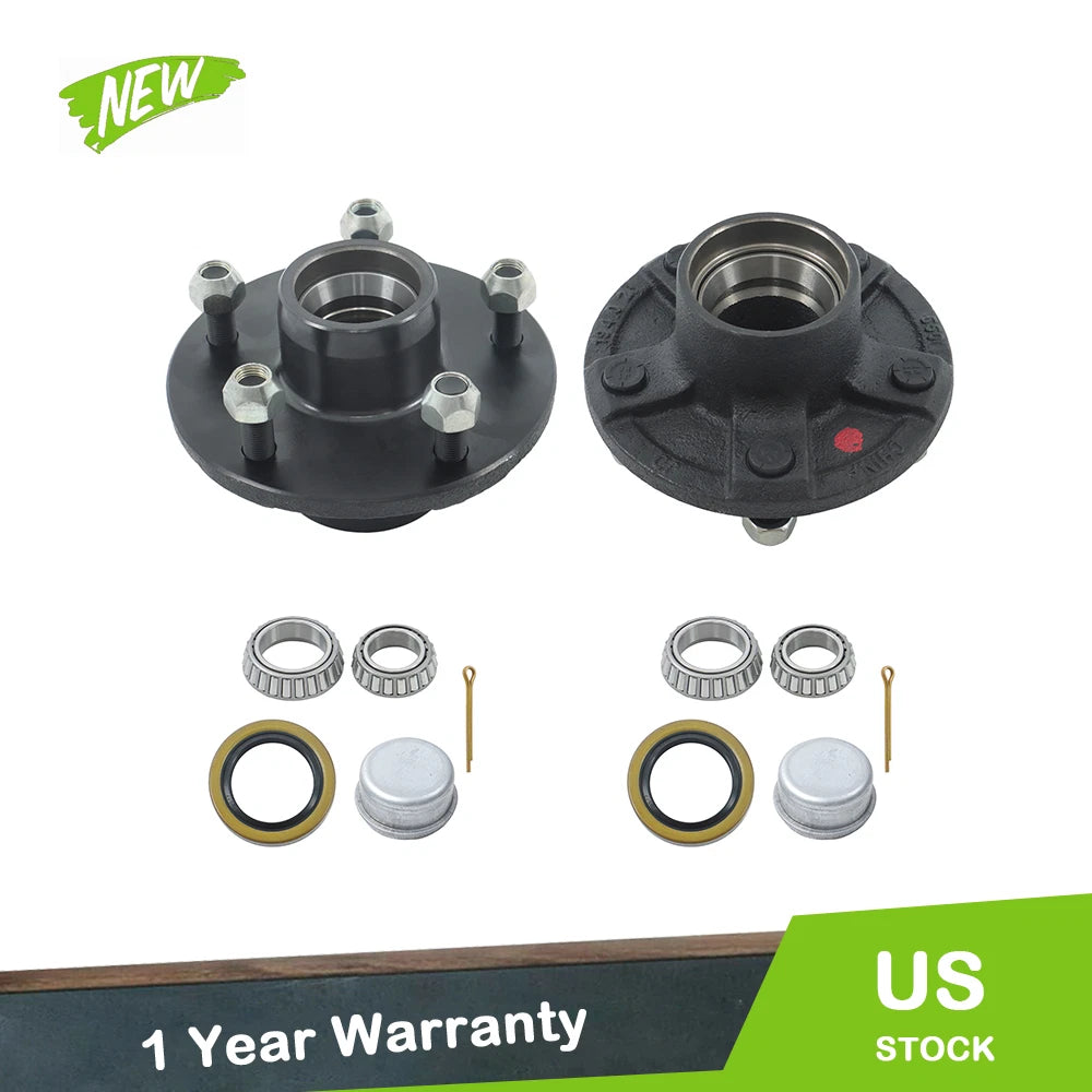 Set of 2 Trailer Hub Kits for 3500 lb Axles (5-Bolt Circle)