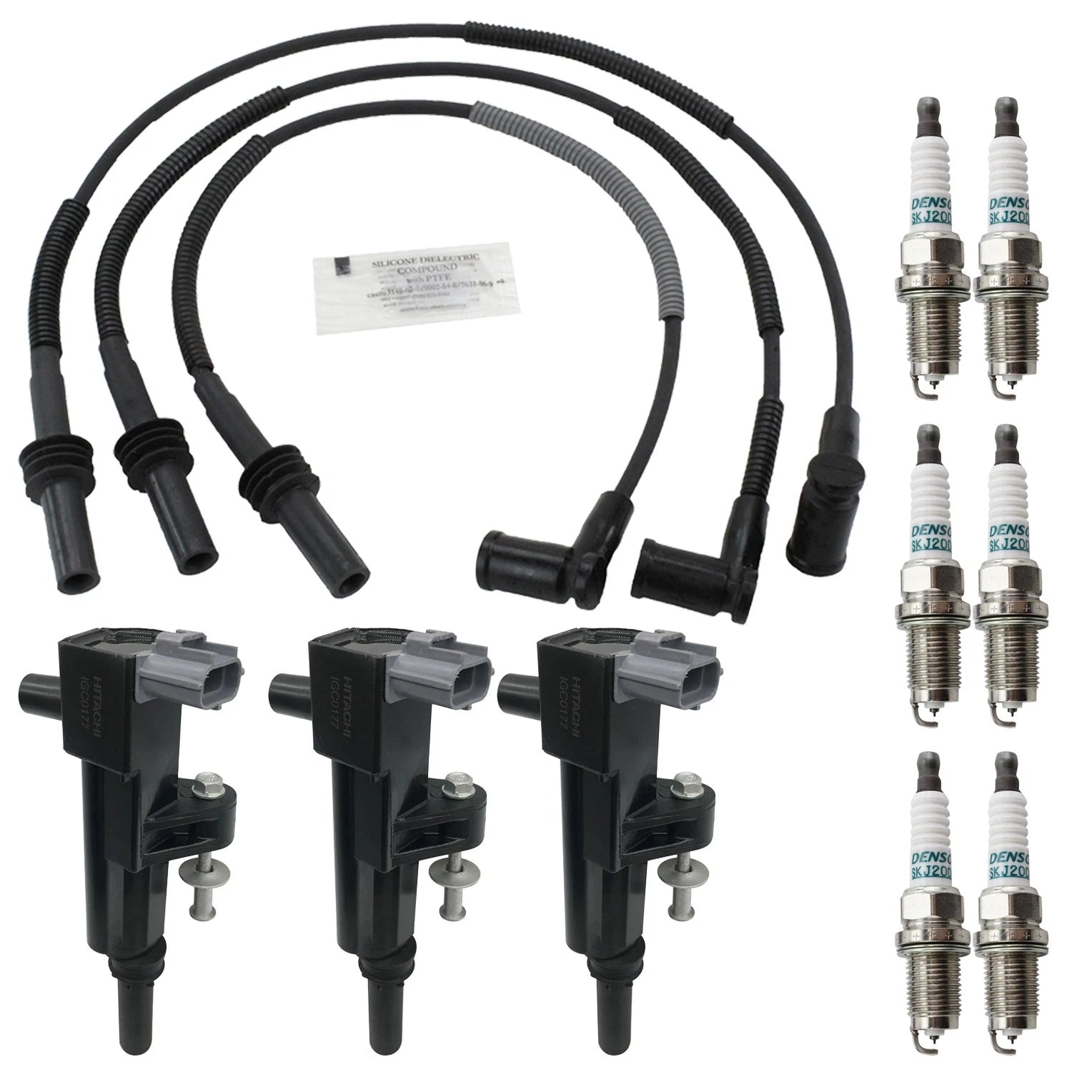 Set of 3 Ignition Coils & 6 Iridium Spark Plugs for Jeep Liberty