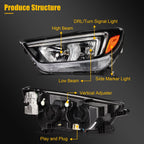 Left Side Headlight for Buick Encore (2017–2022) Black Housing with Bulbs