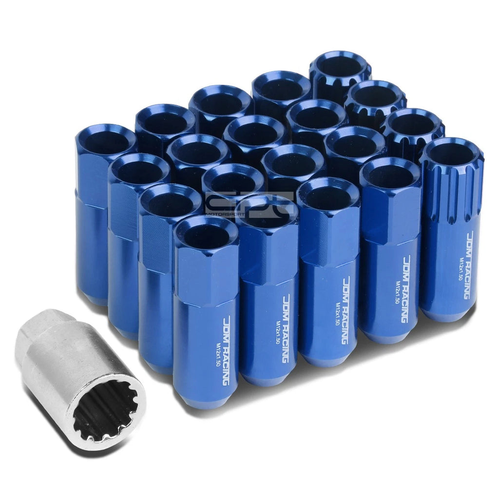 Set of 16 Open-End Aluminum Lug Nuts + 4 Lock Nuts + Adapter M12x1.5