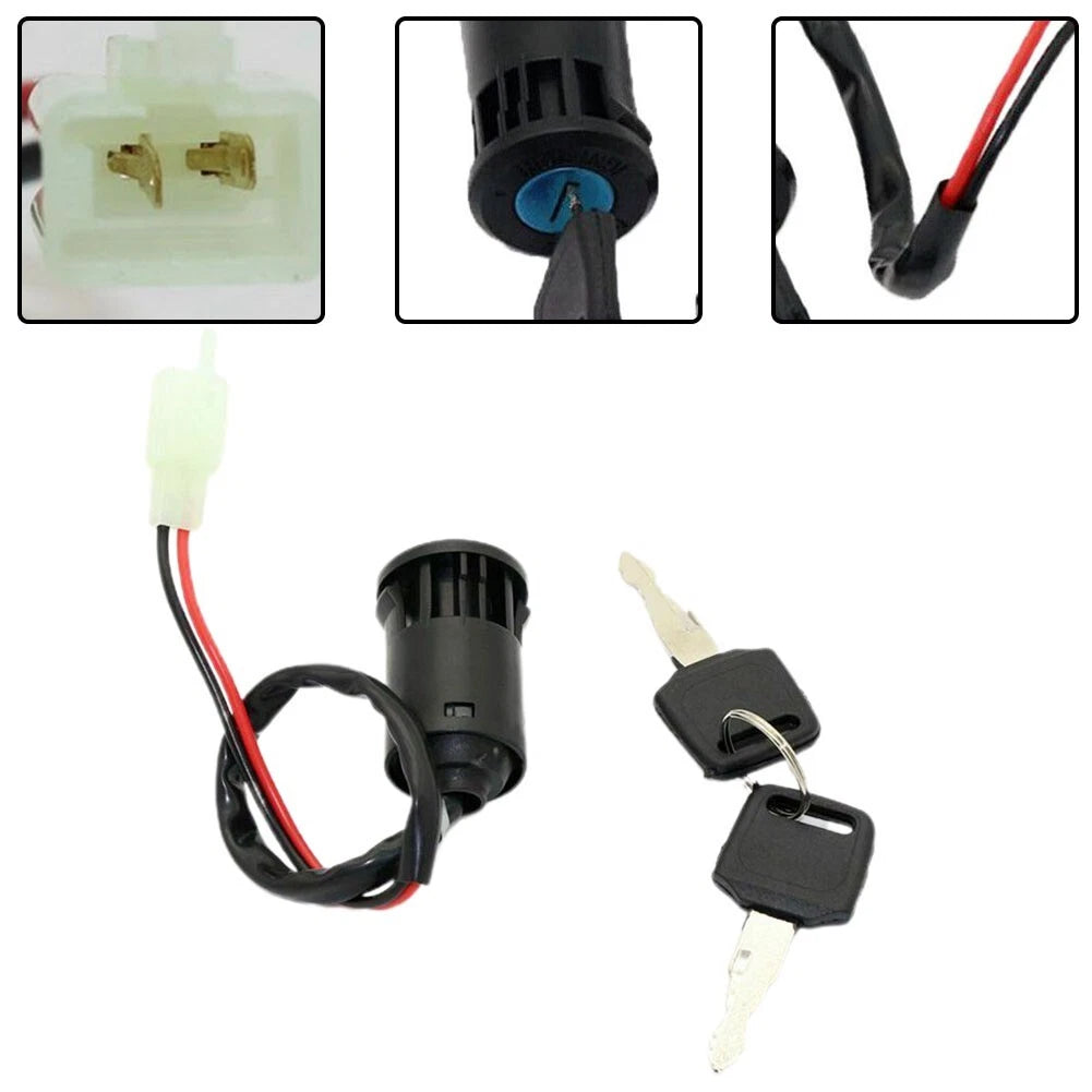1PC 2 Wire Ignition Key Switch Lock with 2 Keys for Scooter Dirt Bike