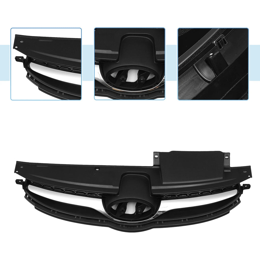 Front Upper Bumper Grille for Hyundai Elantra (2014) Black Chrome