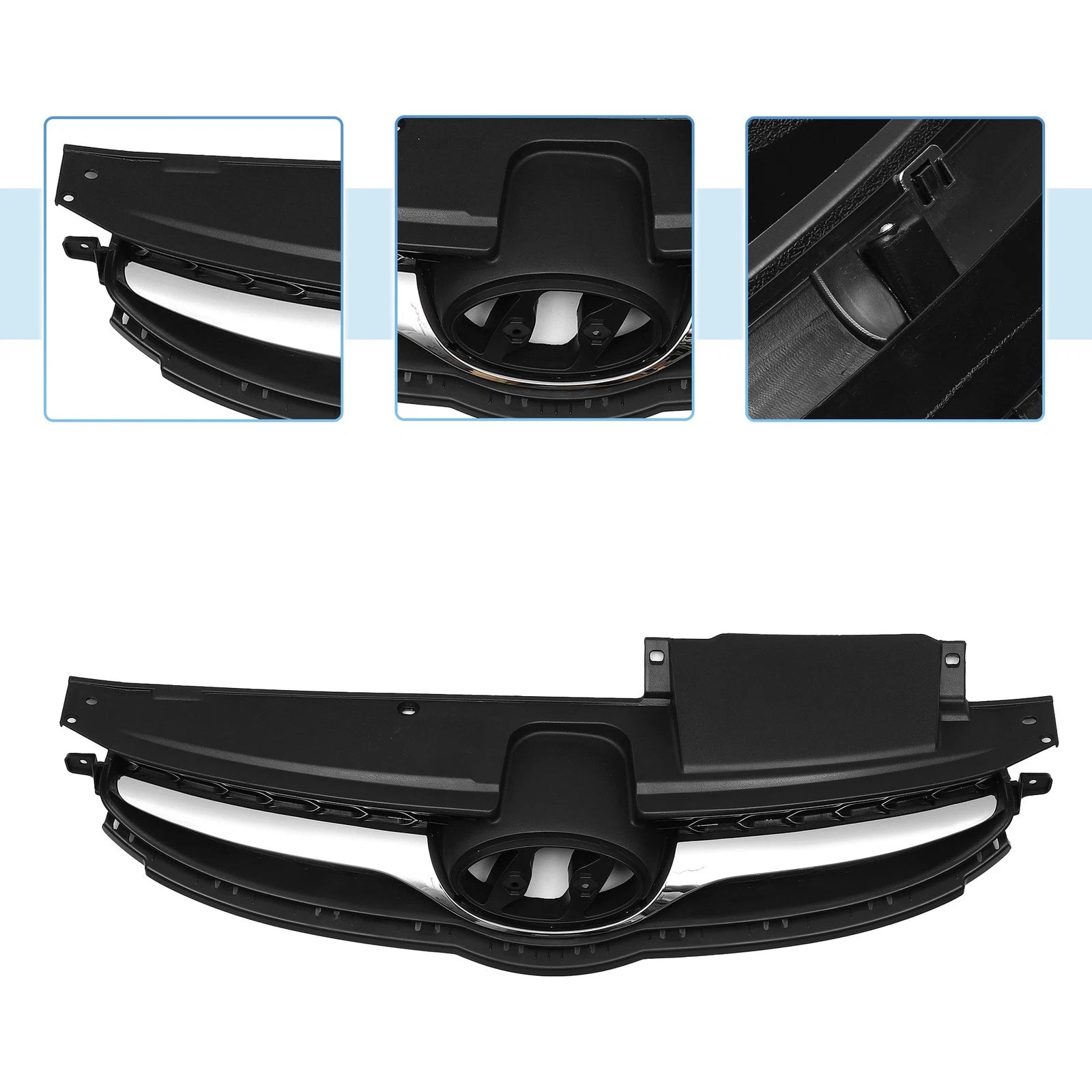Front Upper Bumper Grille for Hyundai Elantra (2014) Black Chrome
