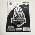 Set of 3 Chrome Bar & Shield Logo Flames Decals for Harley-Davidson (4x6 in)
