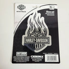 Set of 3 Chrome Bar & Shield Logo Flames Decals for Harley-Davidson (4x6 in)