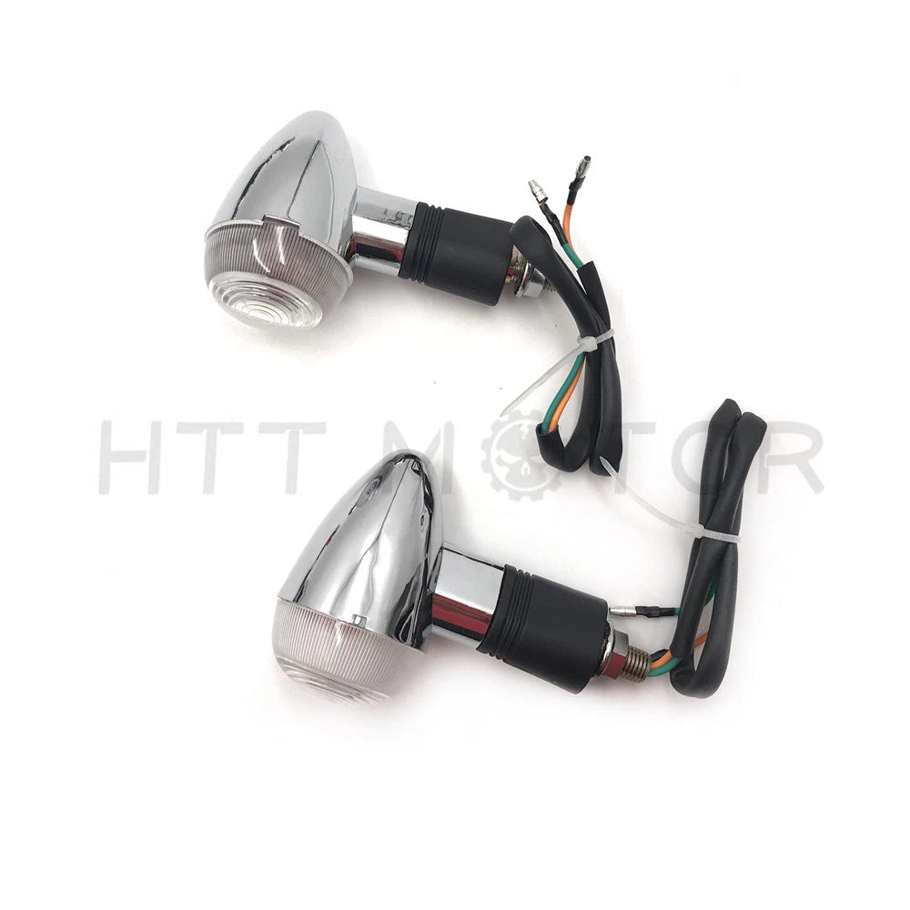 Bullet Turn Signals for Universal Motorcycles (Chrome, Amber)