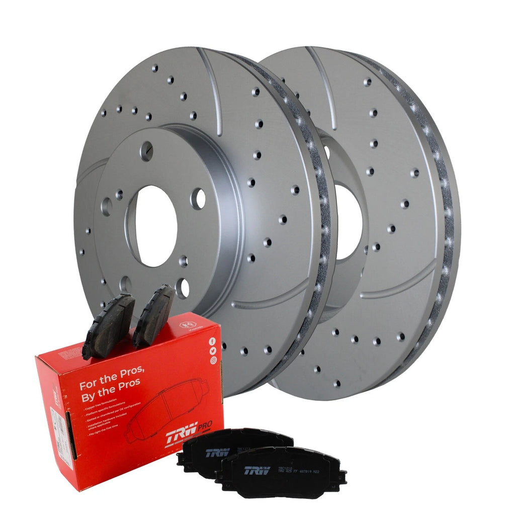Front Brake Kit with 275mm Drilled Rotors & TRW Pro Ceramic Pads for ES300 Avalon Camry (1992–2006)