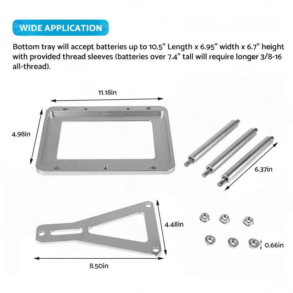 Universal Aluminum Billet Battery Tray Hold Down Mount 551181