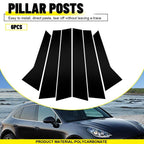 6PCS Door Trim Pillar Posts Gloss Black Cover for Porsche Macan (2014–2022)