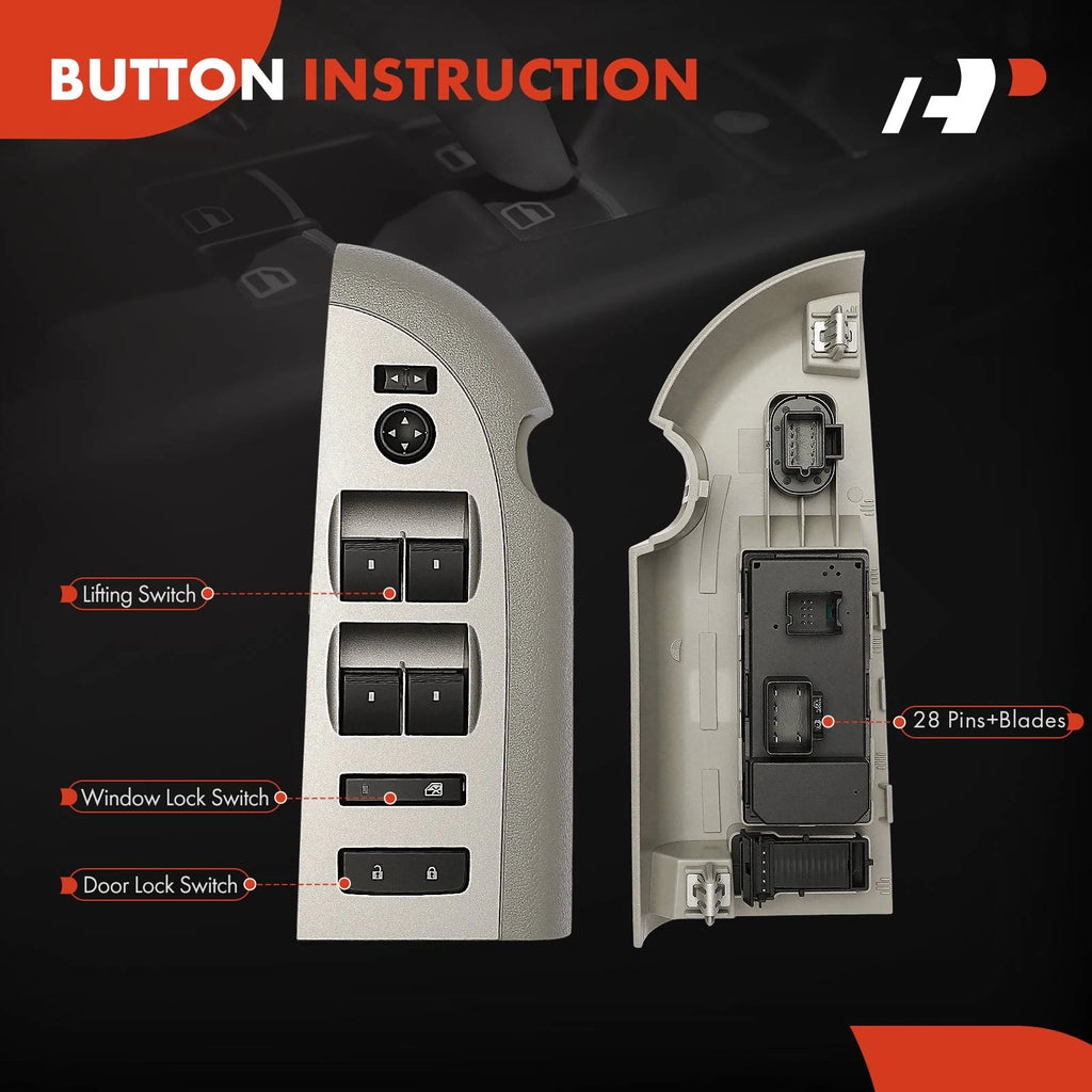 Front Left Gray Window Switch for Chevy Silverado 1500 (2009â2013)