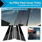 6x Black Pillar Post Cover Trims for Infiniti G35 G37 (2002–2013)