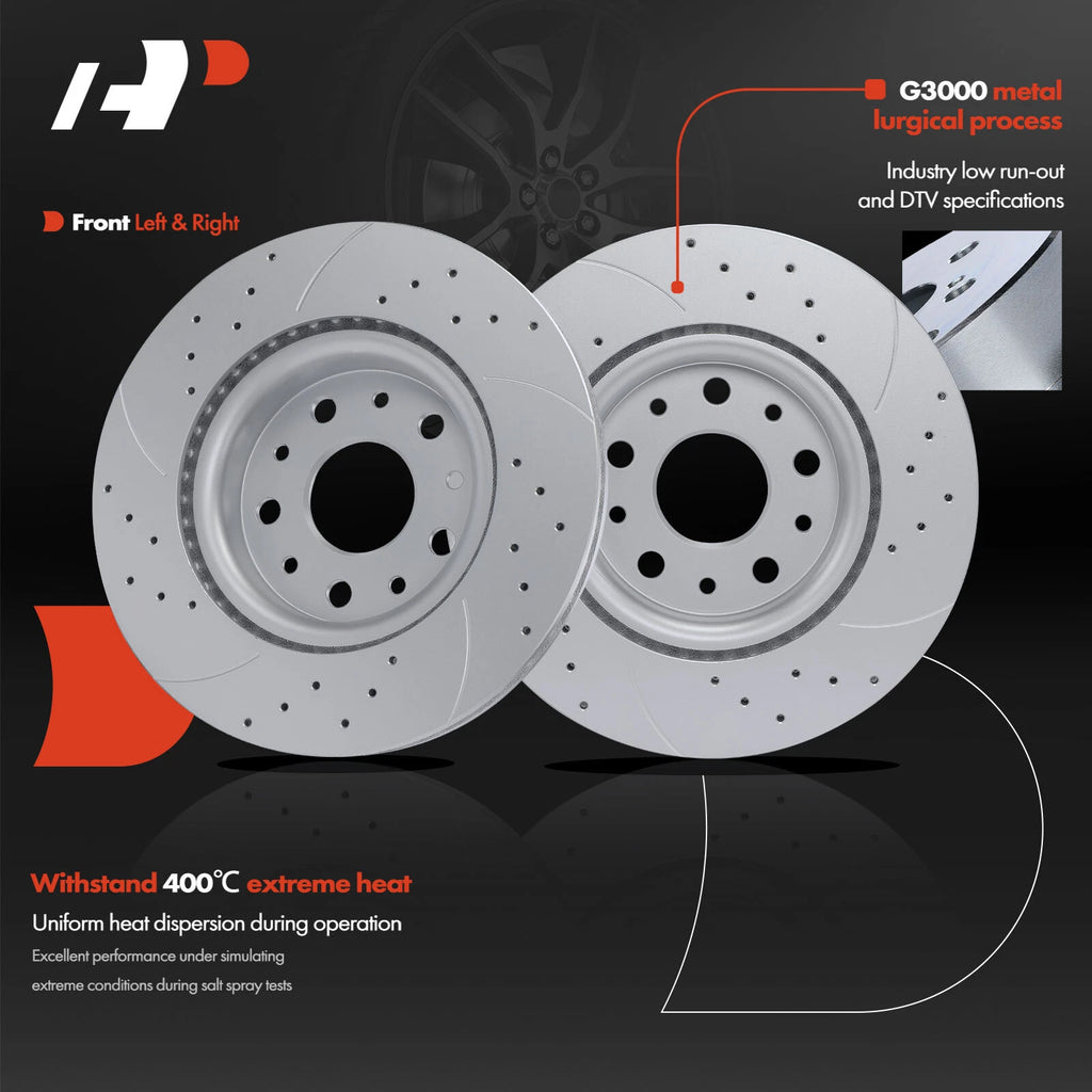Front Drilled Brake Rotors & Ceramic Pads for Jeep Wrangler (2018–2023)