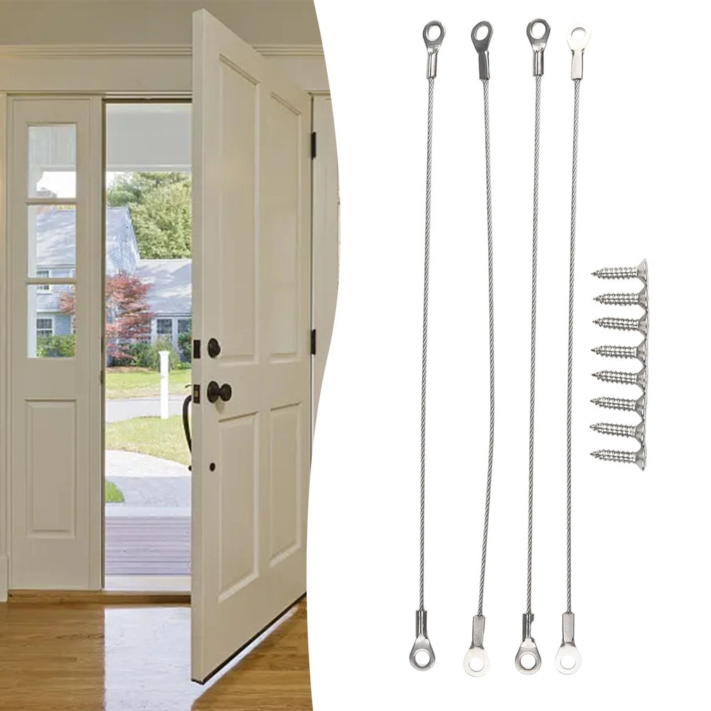 Set of 4 Heavy Duty Stainless Steel Door Restrictor Cables for