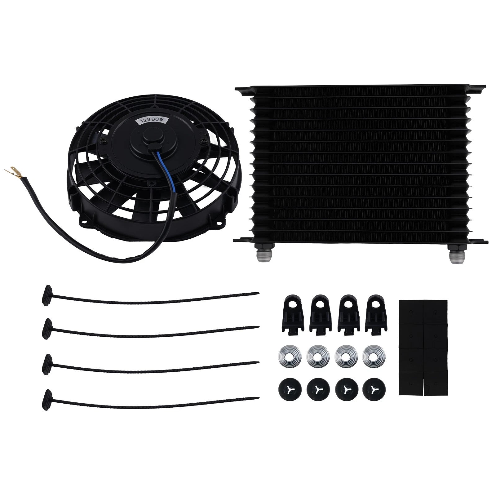 15 Row Transmission Oil Cooler 10AN with 7" Cooling Fan for Universal