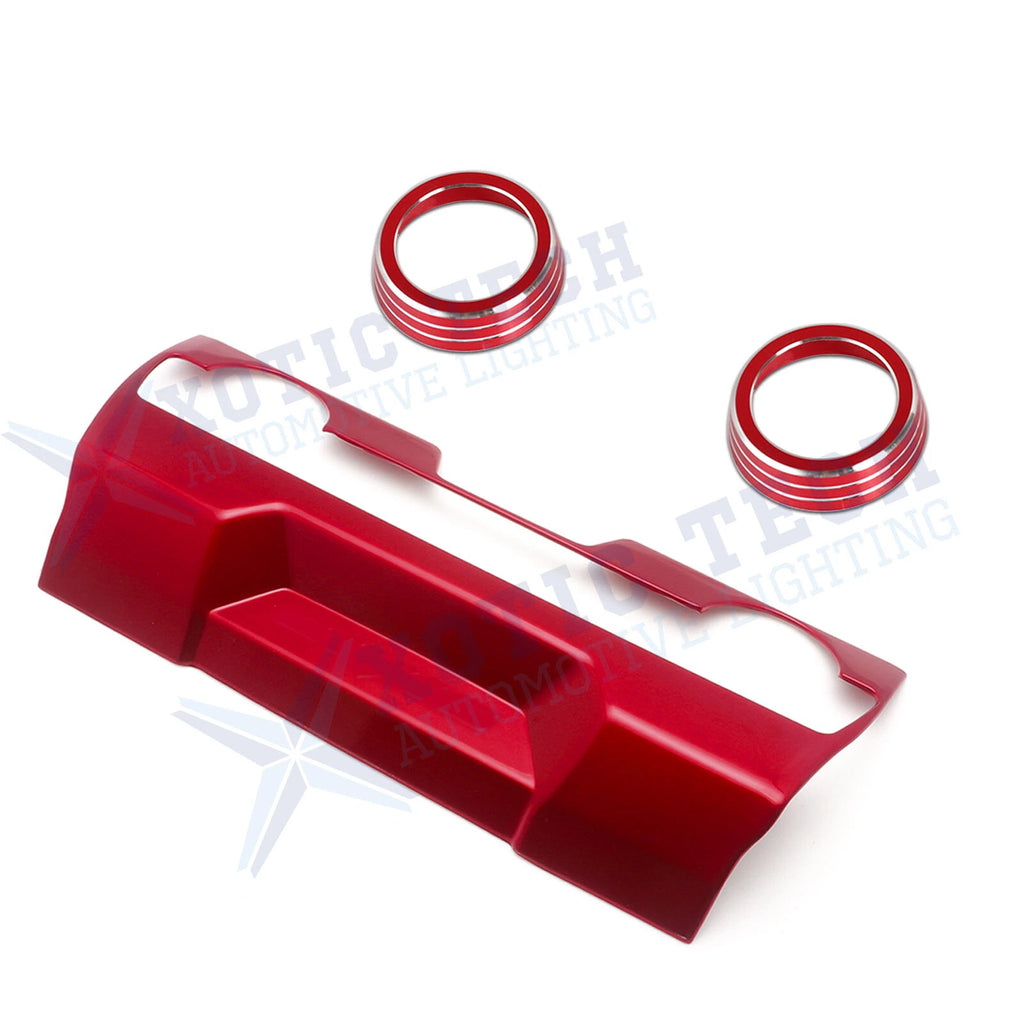 Red A/C Climate Control Frame Cover + Knob Ring Trims for Honda Civic (2016-2020)