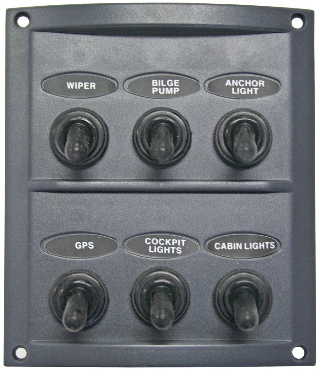 6 Switch Splashproof Switch Panel for 12/24 Volt Systems