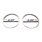 Polished Mid-Range Speaker Trim w/Orange C-Fiber '2.3T' Inlay for 15-16 Mustang