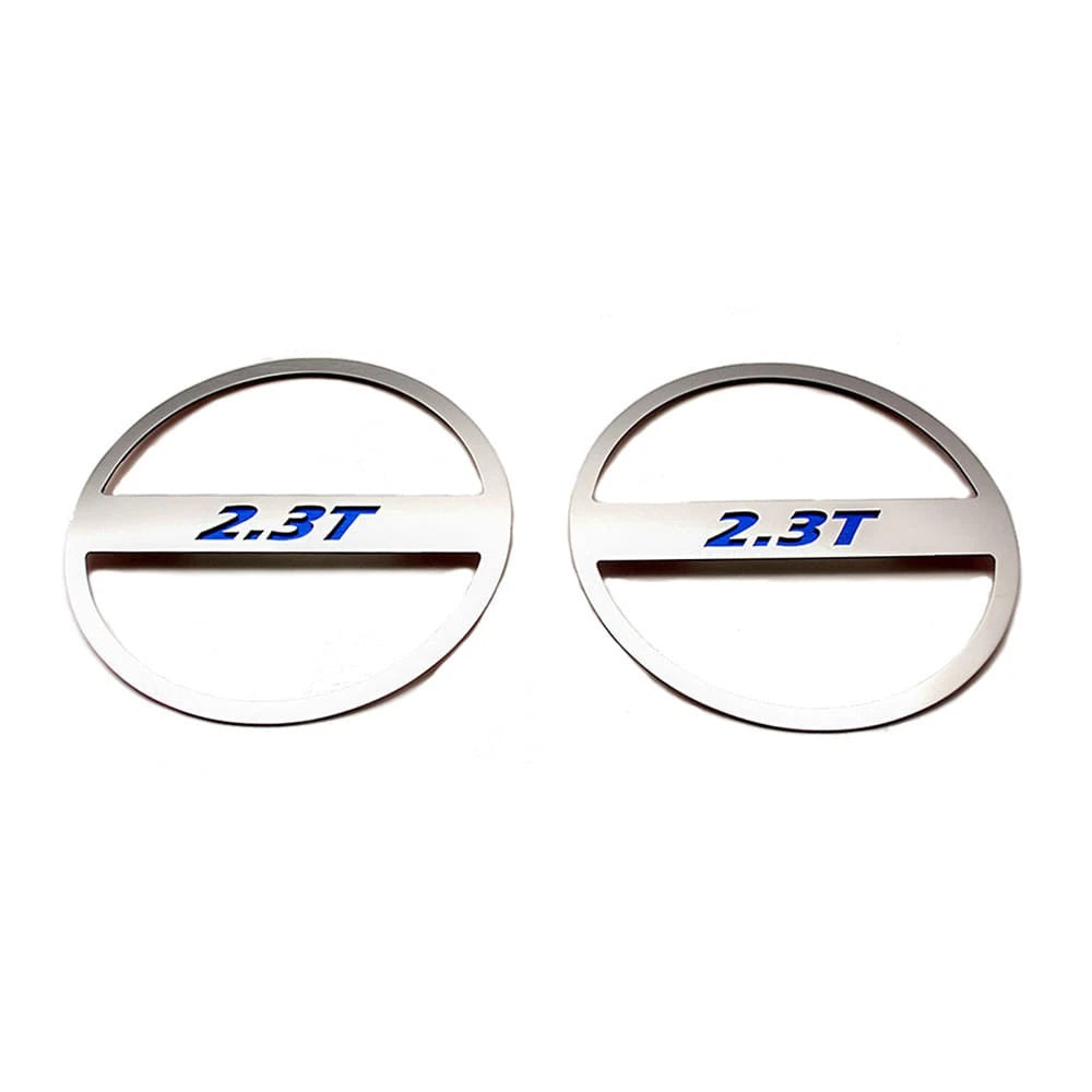 Polished Mid-Range Speaker Trim w/Orange C-Fiber '2.3T' Inlay for 15-16 Mustang