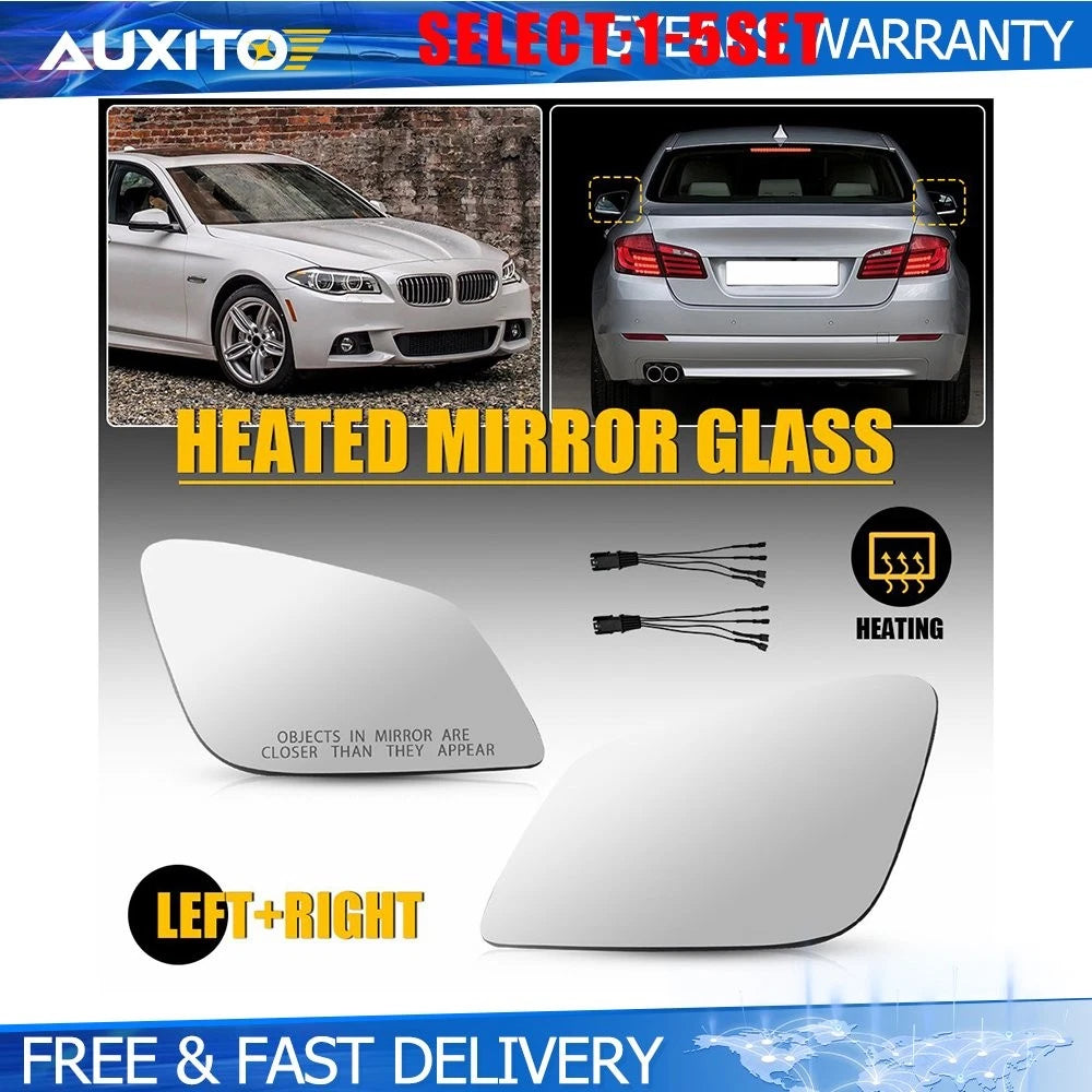 Set of 2 Heated Side Mirror Glass for BMW 528i 535d 550i 640i 650i 740i