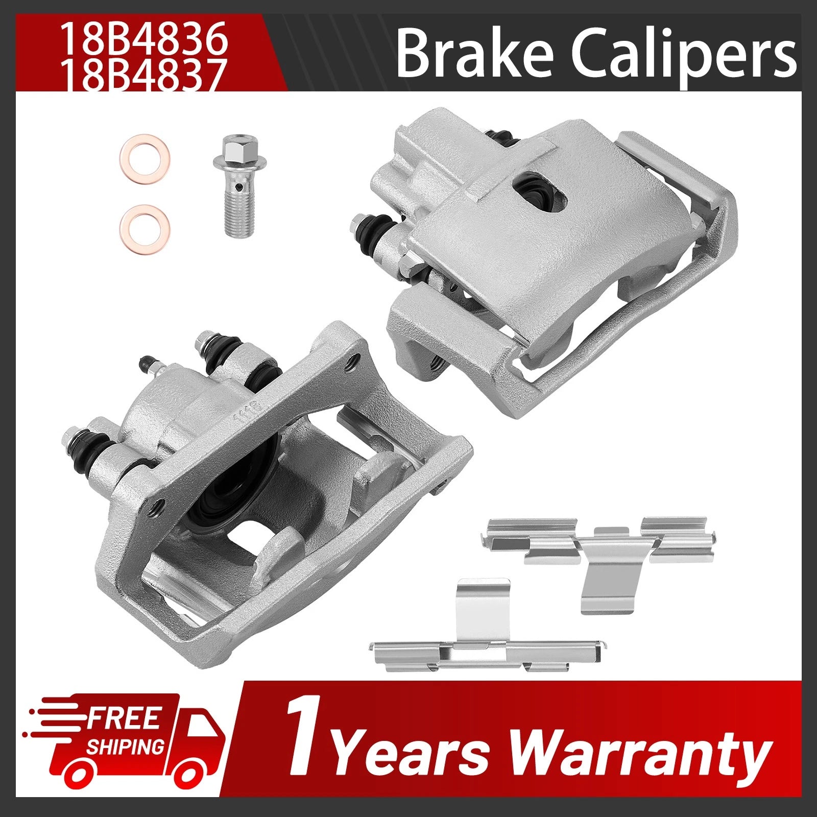 2X Rear Brake Calipers with Bracket for Dodge Ram 1500 (YYYY–YYYY)