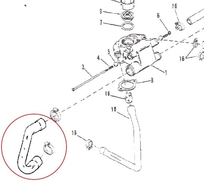 Hose for Mercruiser OMC 4.3-5.0-5.7L Circulation Pump (32-87108, 18-71337)