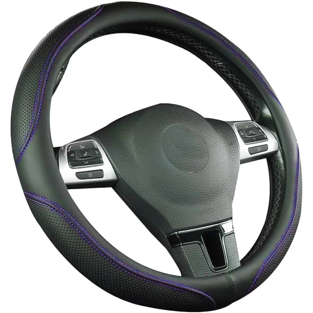 Steering Wheel Cover for Most Vehicles (38cm, Synthetic Leather, Non-Slip Grip)