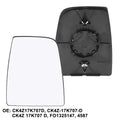 Right Passenger Side Mirror Glass with Backing Plate for Ford Transit (2015–2020)