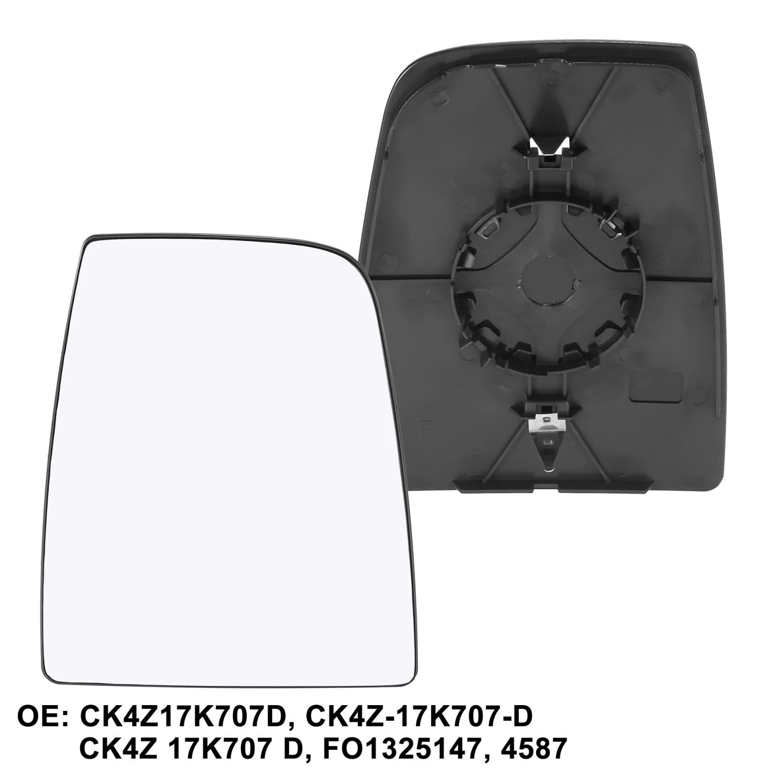 Right Passenger Side Mirror Glass with Backing Plate for Ford Transit (2015–2020)