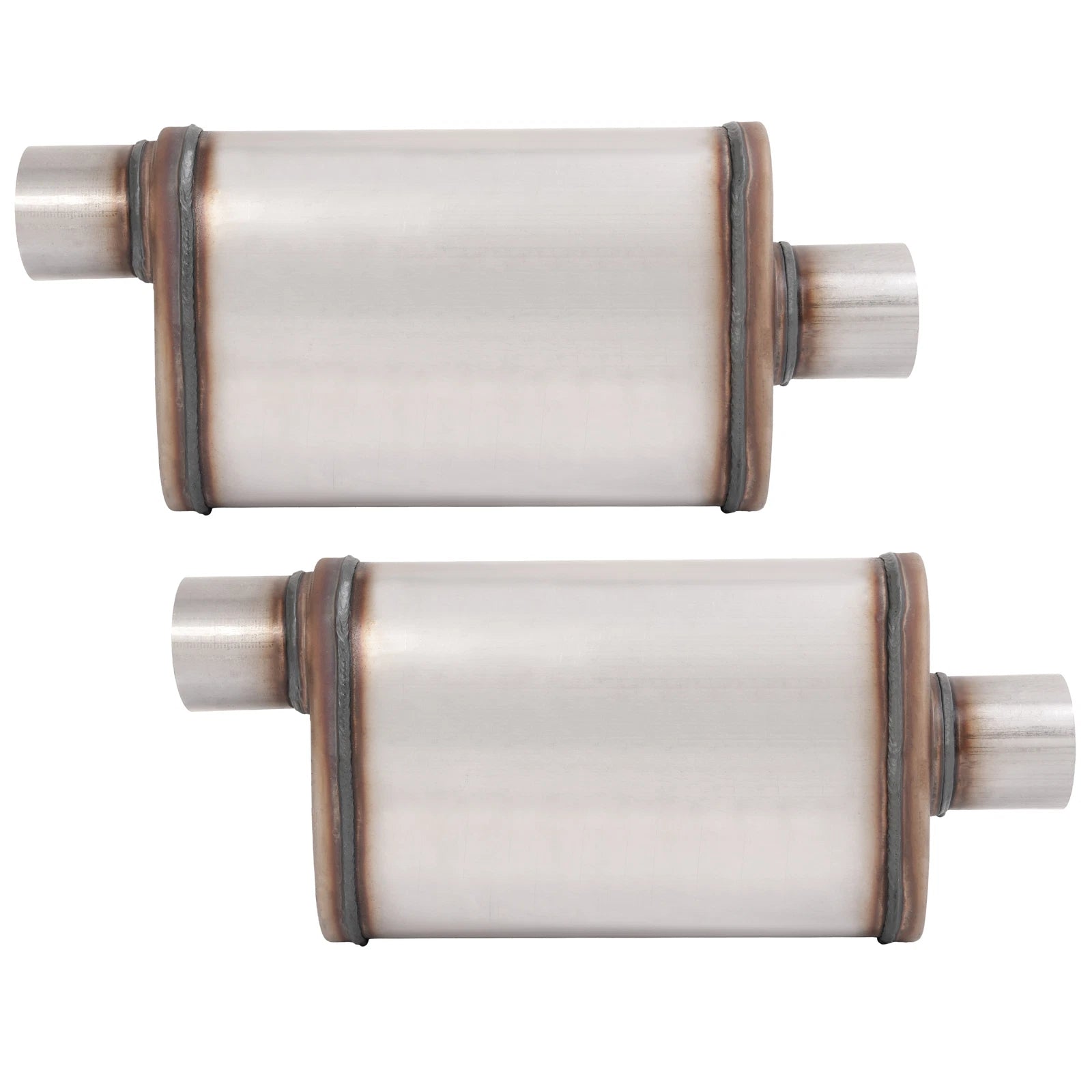 Set of 2 Universal 3" Offset In Center Out Mufflers Stainless Steel