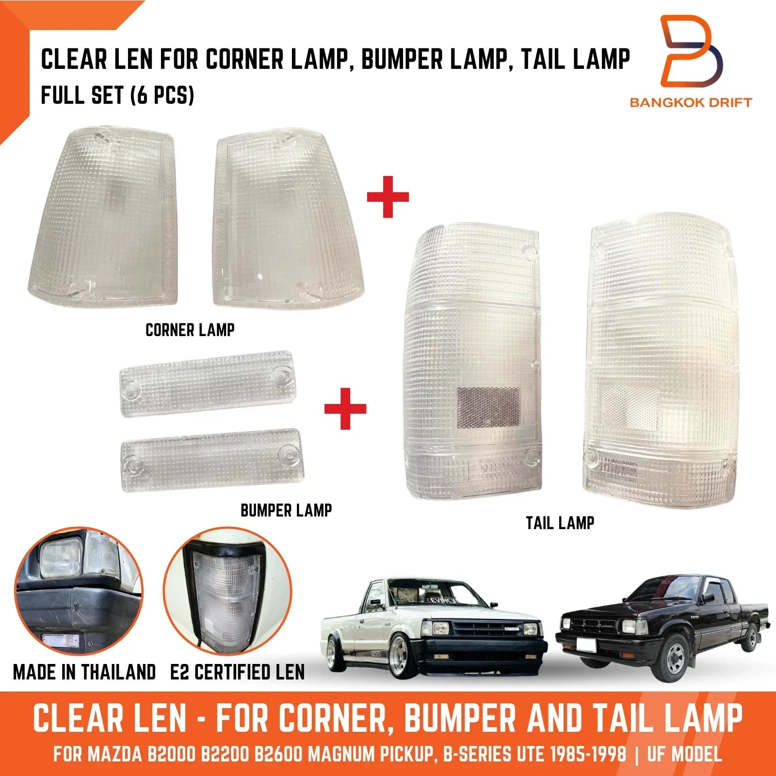Clear Lens Corner Bumper Turn Signal Light Set for Mazda B-Series (85-98)