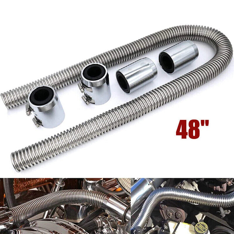 48" Stainless Steel Radiator Flexible Coolant Water Hose Kit