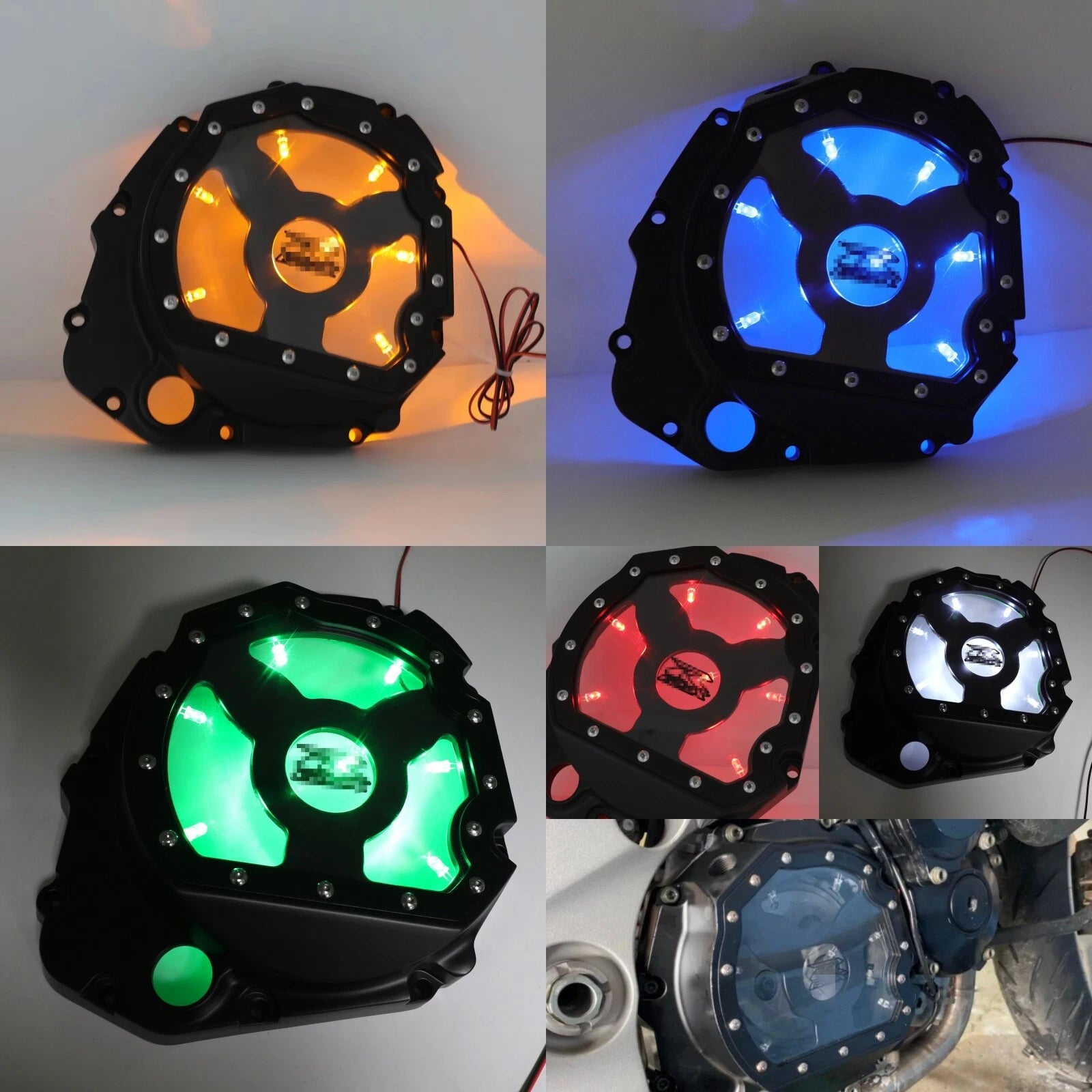 LED Engine Clutch Side Case Cover for Suzuki GSXR600/750 (2001–2005), GSXR1000 (2001–2008)