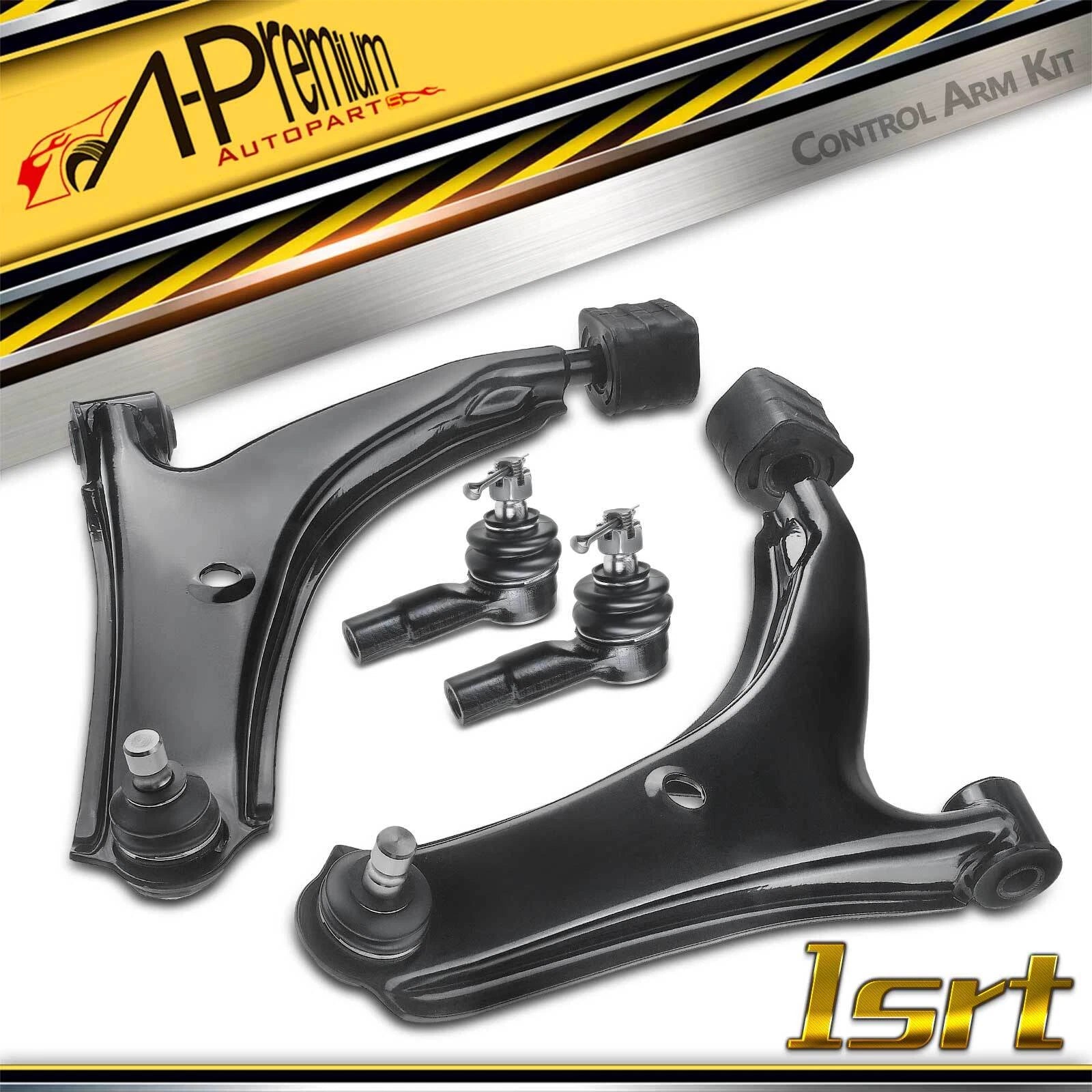 Set of 4 Front Lower Control Arms with Ball Tie Rod Ends for Chevrolet Metro (1998–2001)