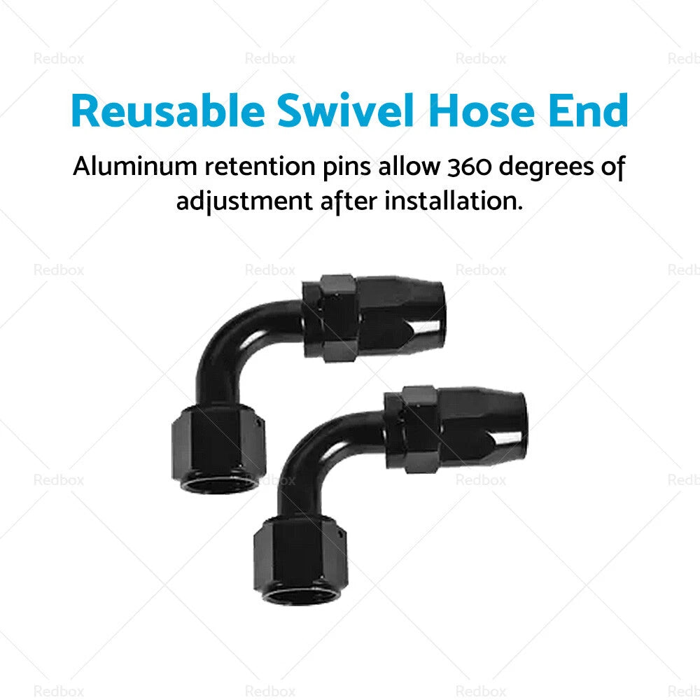 2X AN10 90 Degree Swivel Fast Flow Oil Fuel Hose End Fitting Adaptor for