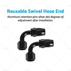 2X AN10 90 Degree Swivel Fast Flow Oil Fuel Hose End Fitting Adaptor for
