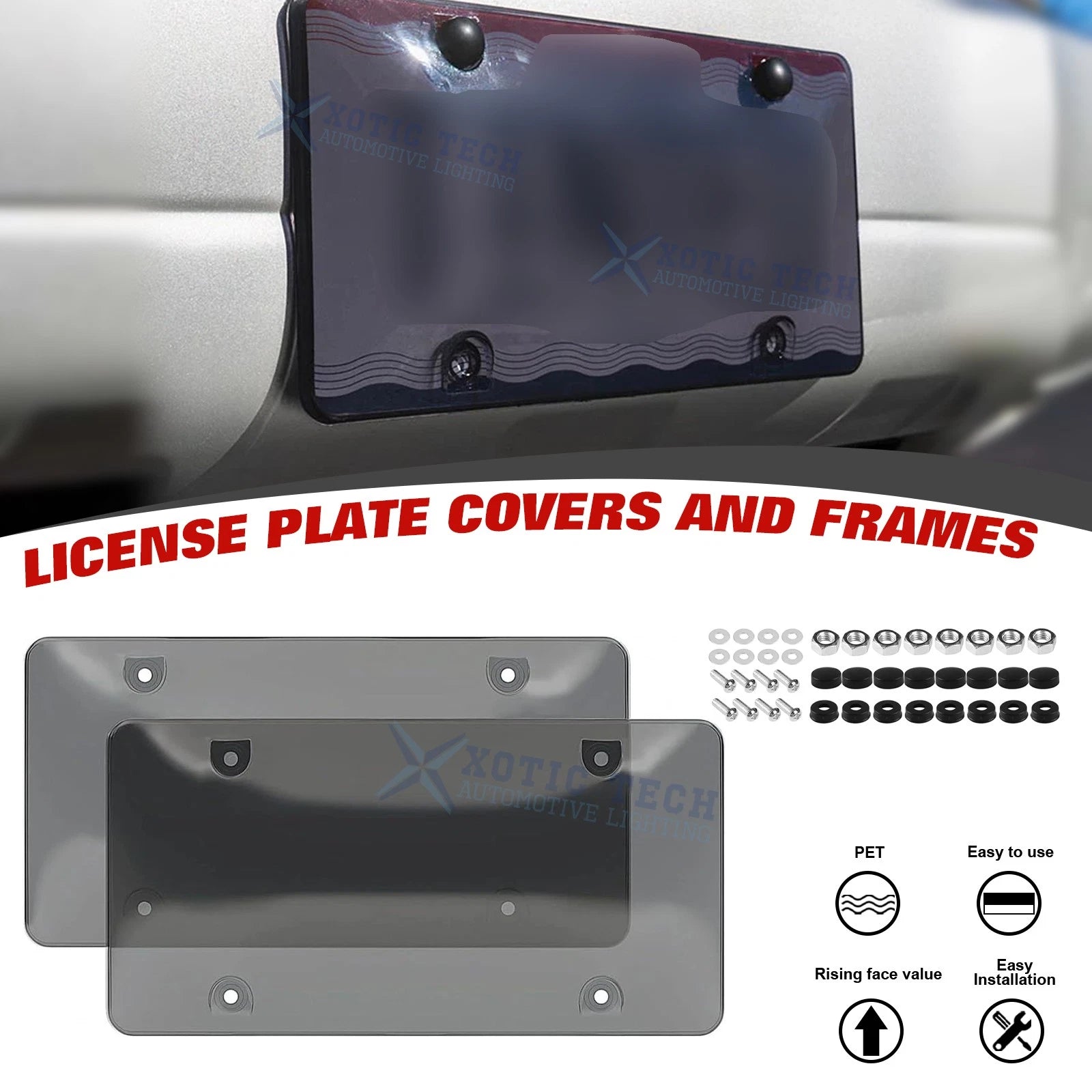 Black License Plate Cover Shield Holder for Standard US Plates (Fits)