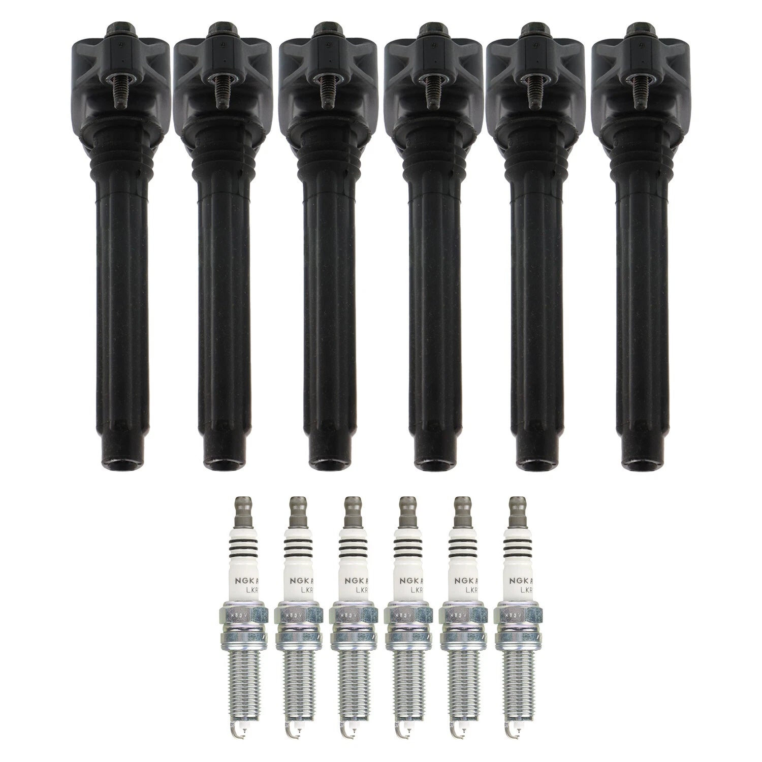Set of 6 Ignition Coils & NGK Ruthenium HX Spark Plugs for Dodge Avenger (2008–2014)