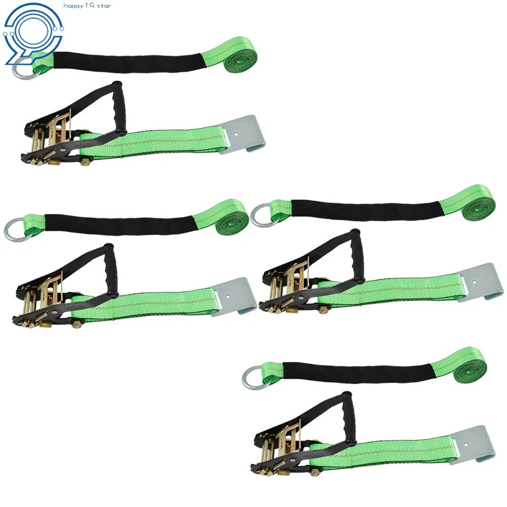Set of 4 Tie Downs with Flat Hooks for Universal Use (2 Inch x 96 Inch)