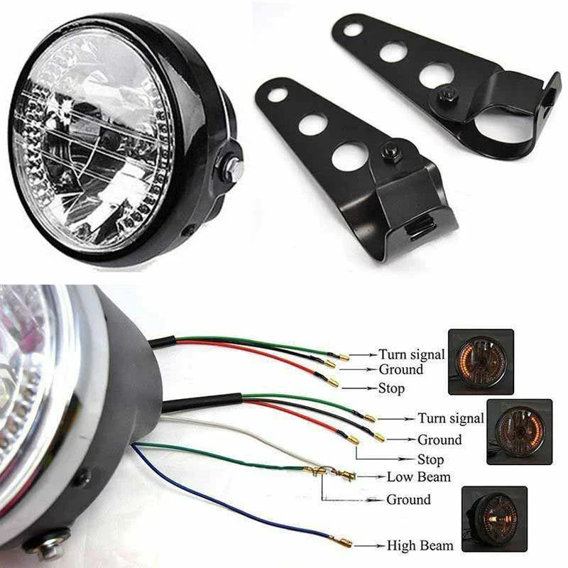 7" Motorcycle Amber LED Turn Signal Indicators with Mount Bracket