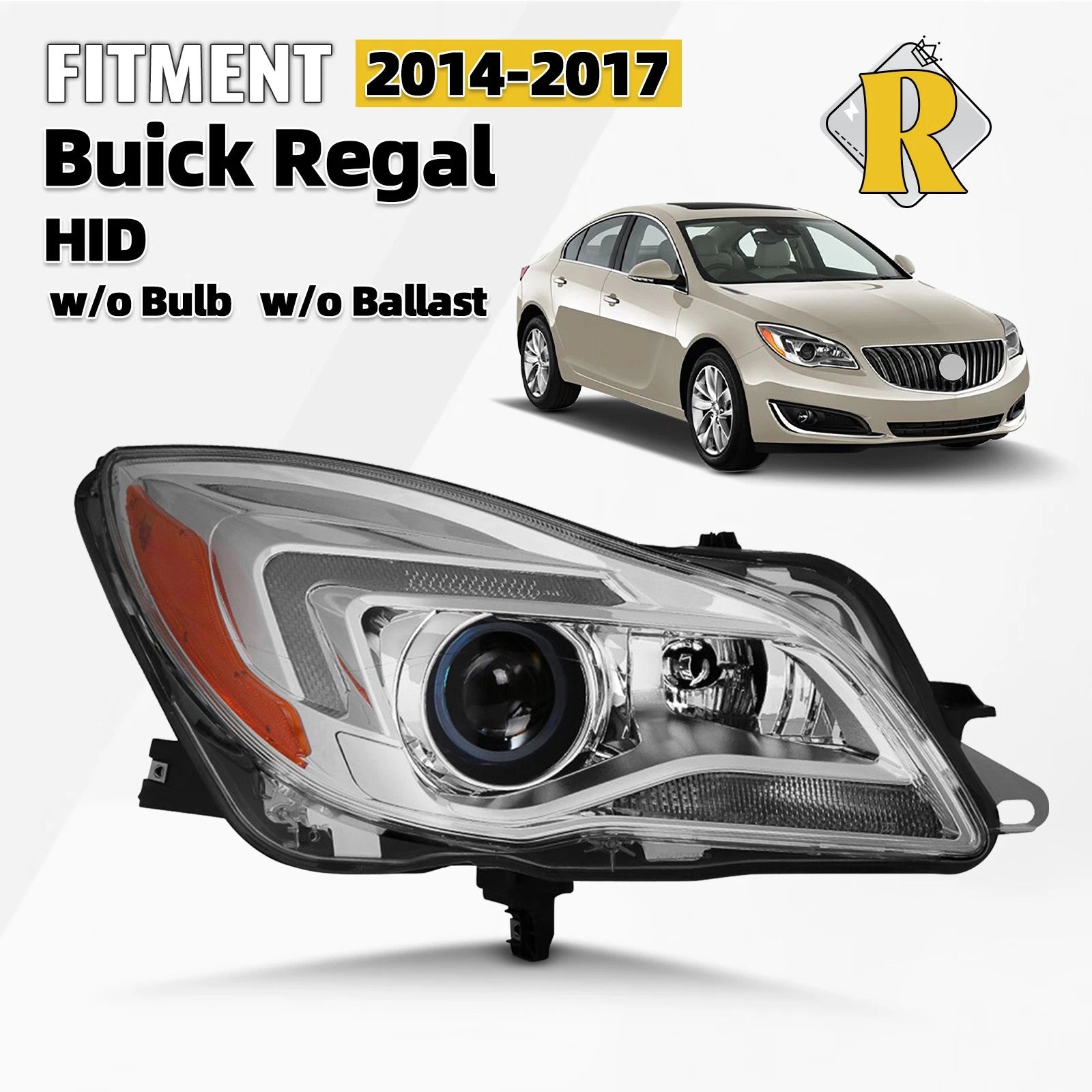 HID Headlight for Buick Regal (2014–2017) Passenger Side w/o Bulb w/o Ballast