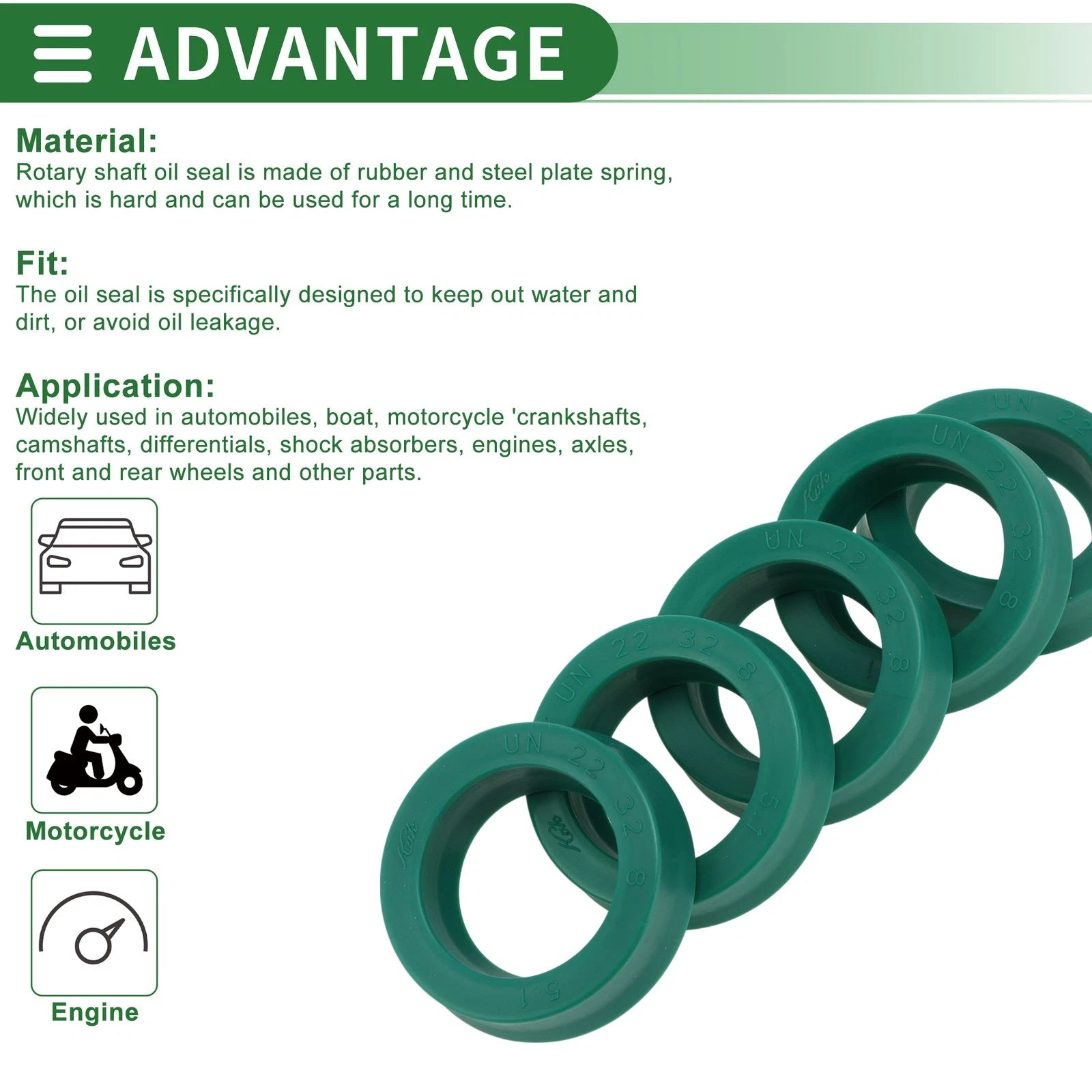 Set of 5 Oil Seal Ring 22x32x8mm for Rotary Shaft (High Pressure)