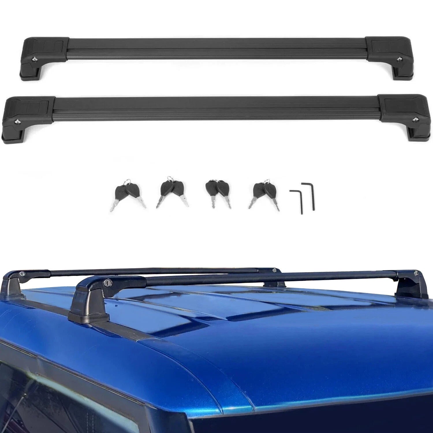 Set of 2 Aluminum Roof Rack Cross Bars for Kia Soul (2014–2019)
