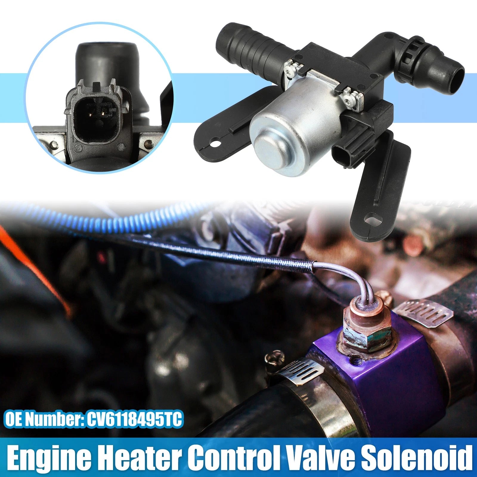 Engine Heater Control Valve Solenoid for Ford Escape (2013–2019) CV6118495TC