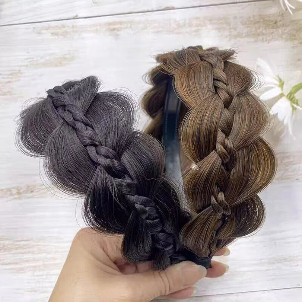 Wide Fishbone Braids Hairbands for Women (Retro Styling)