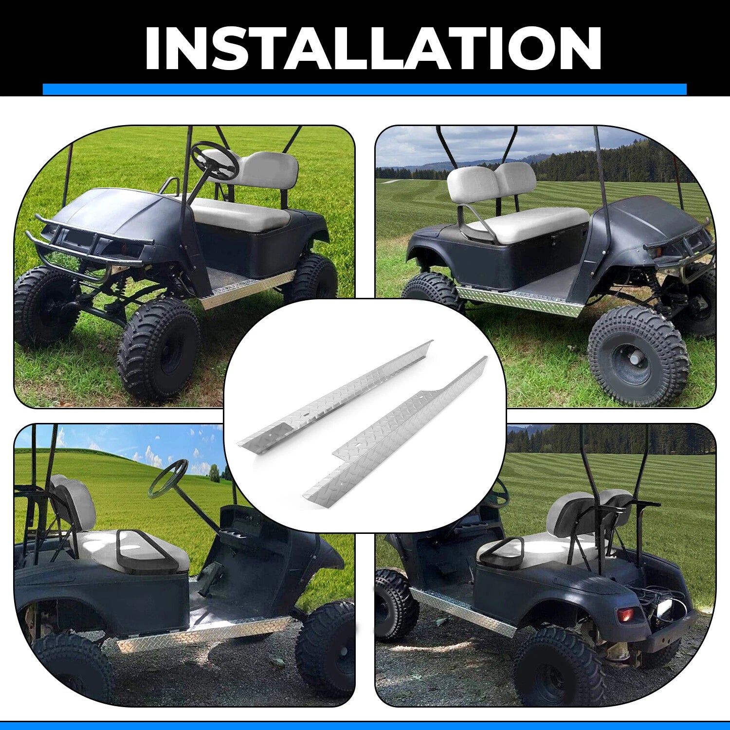 Aluminum Diamond Plate Rocker Panel Side Covers for EZGO TXT (1994–2013)