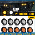 2" Round White Amber 9LED Side Marker Lights for Trailer Truck RV (12V)