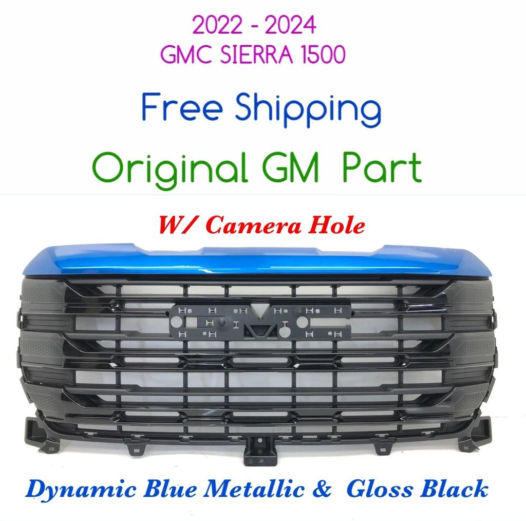 Front Upper Bumper Grille for GMC Sierra 1500 (2022–2024) Dynamic Blue MET 41