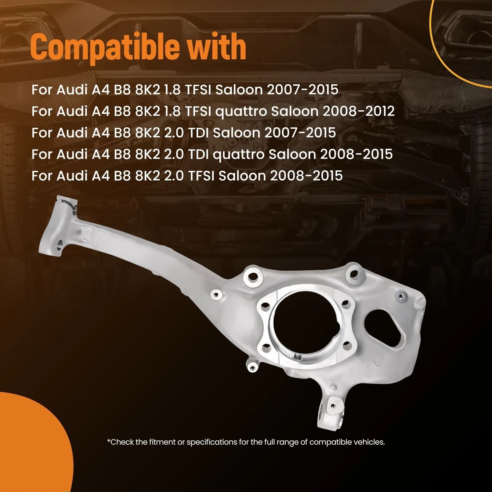2X Front Left & Right Steering Knuckle for Audi A4 B8 (2007–2015) 4GD407258B