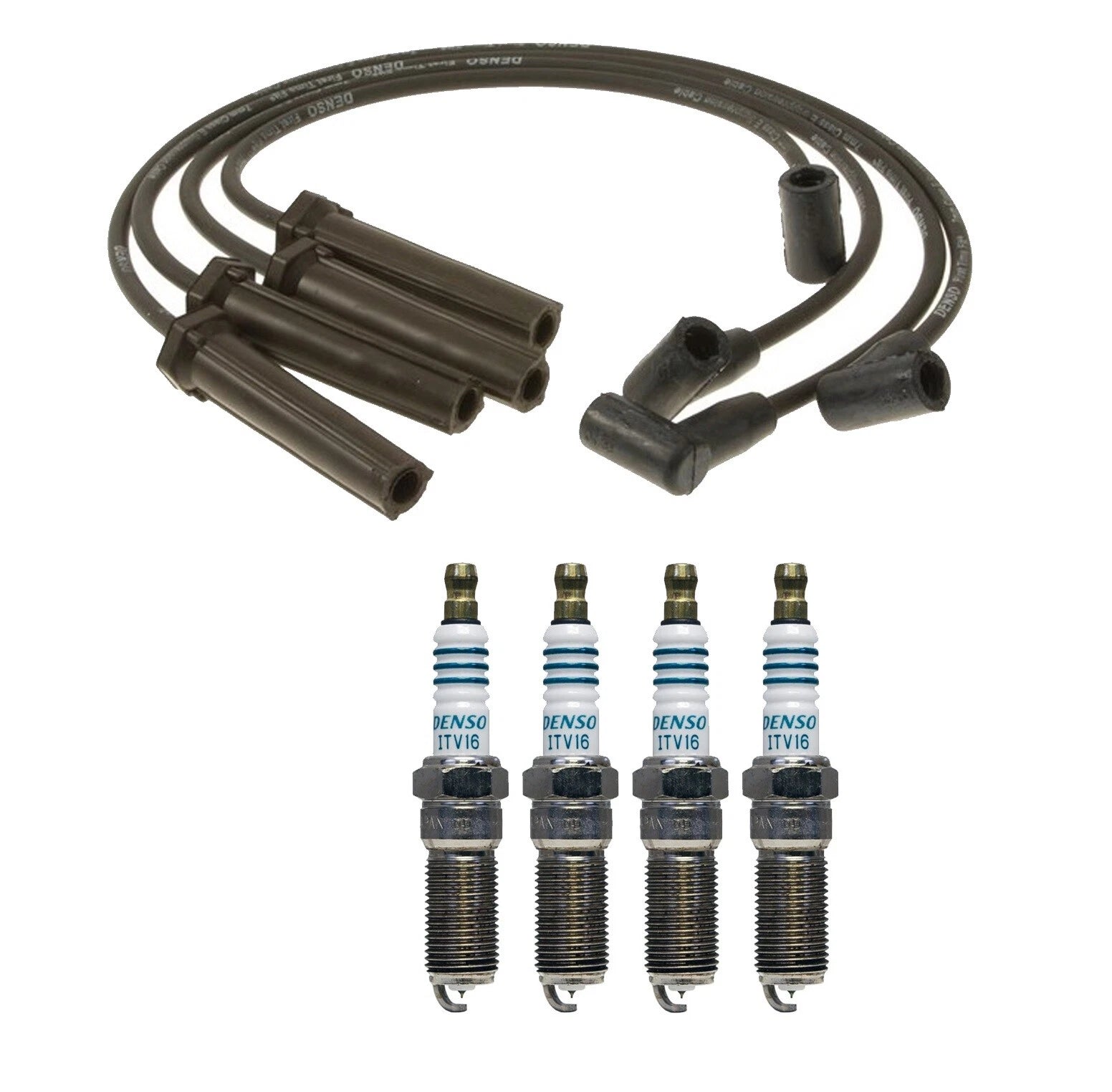 Denso 7mm Wire Set & 4 Iridium Power Spark Plugs for Chevy Cavalier (1995–2005)