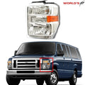 Headlight for Ford E150 E250 E350 (2008–2014) Clear Chrome Housing